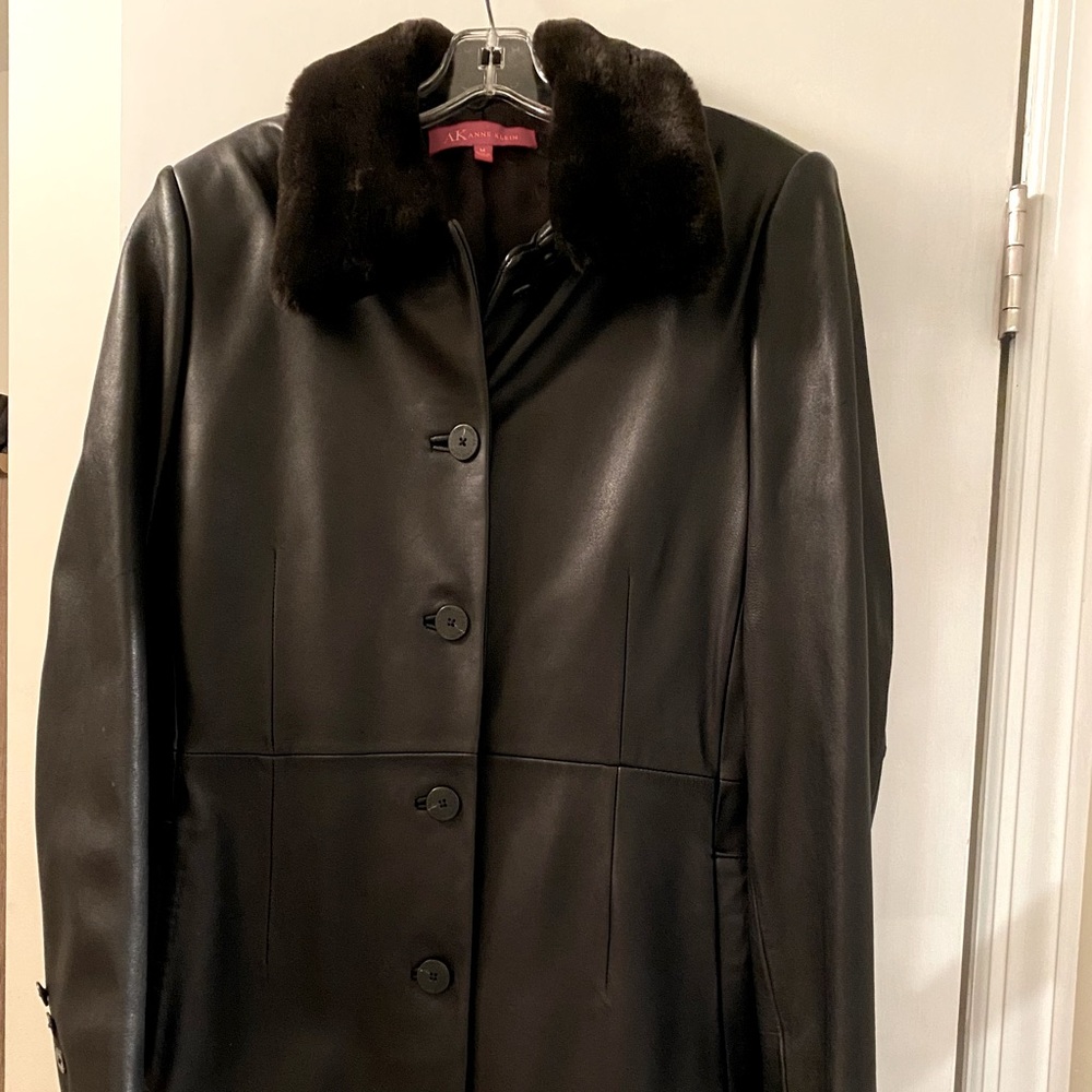 Anne Klein Long Leather Coat